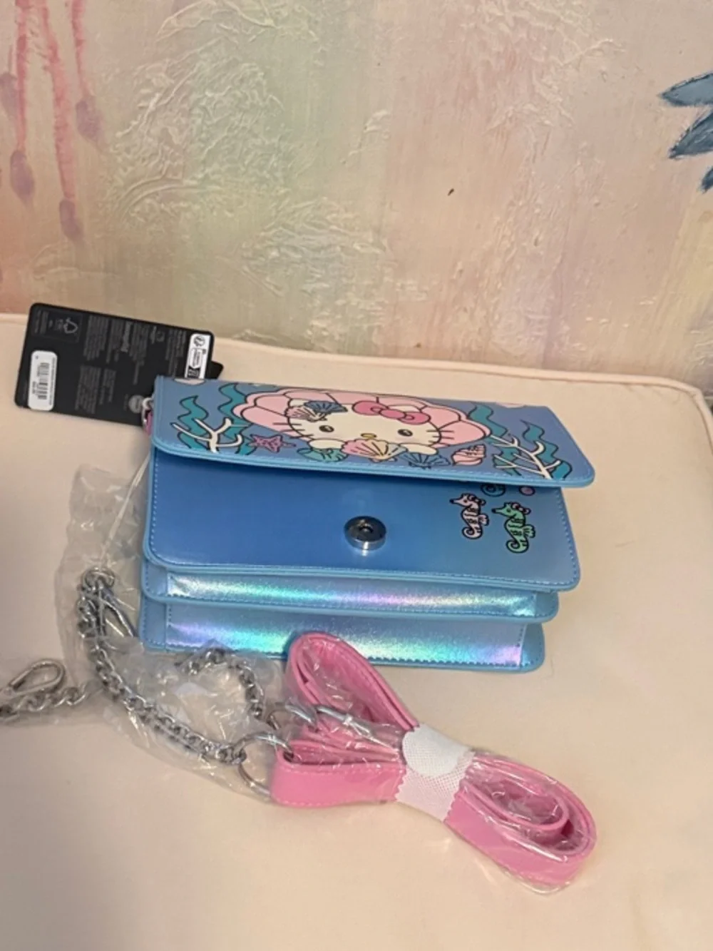 Loungefly Sanrio Hello Kitty Mermaid Metallic Top-Handle crossbody Bag New!
